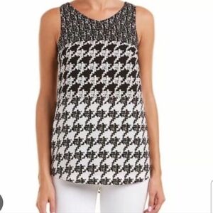 CAbi Houndstooth Women's Black and White Sleeveless Tank Top